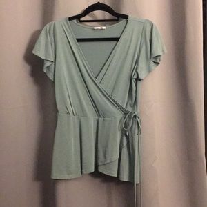 Mint Wrap Peplum Top